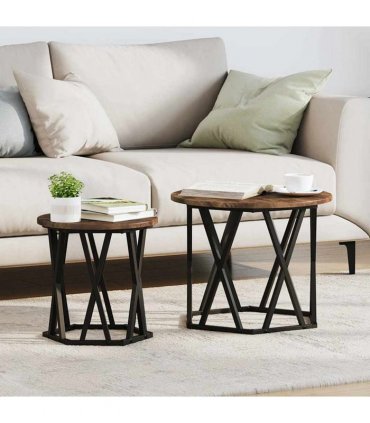 vidaXL Side Table 2 pcs Smoked Oak Engineered Wood and Steel