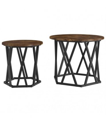 vidaXL Side Table 2 pcs Smoked Oak Engineered Wood and Steel