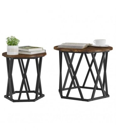 vidaXL Side Table 2 pcs Smoked Oak Engineered Wood and Steel