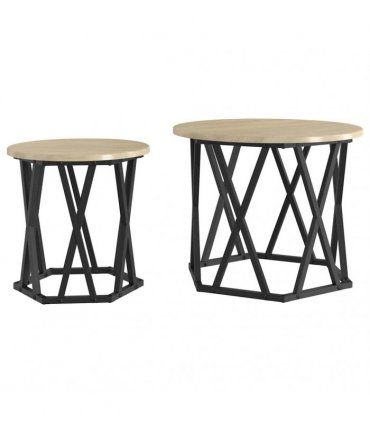 vidaXL Side Table 2 pcs Sonoma Oak Engineered Wood and Steel
