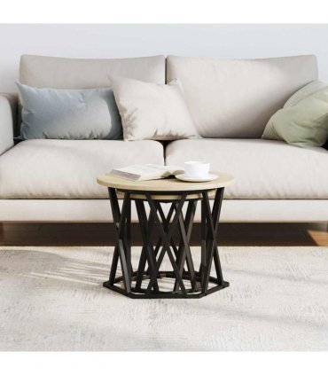vidaXL Side Table 2 pcs Sonoma Oak Engineered Wood and Steel