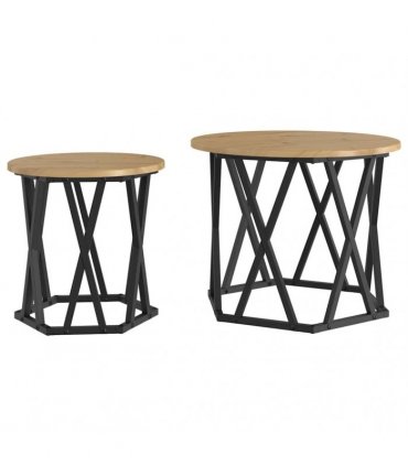 vidaXL Side Table 2 pcs Artisan Oak Engineered Wood and Steel