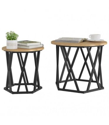 vidaXL Side Table 2 pcs Artisan Oak Engineered Wood and Steel