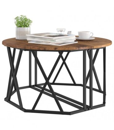 vidaXL Coffee Table Old Wood 80 x 80 x 42 cm Engineered Wood and Steel