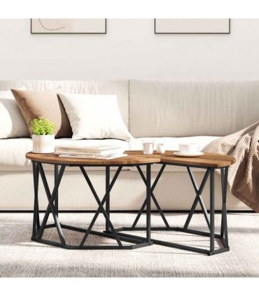 vidaXL Coffee Table Old Wood 80 x 80 x 42 cm Engineered Wood and Steel