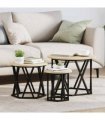 vidaXL Nesting Side Table 3 pcs Sonoma Oak Engineered Wood and Steel