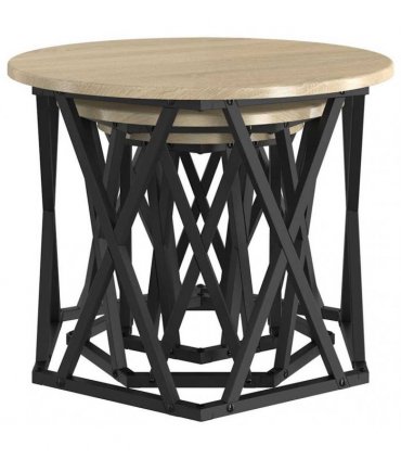 vidaXL Nesting Side Table 3 pcs Sonoma Oak Engineered Wood and Steel