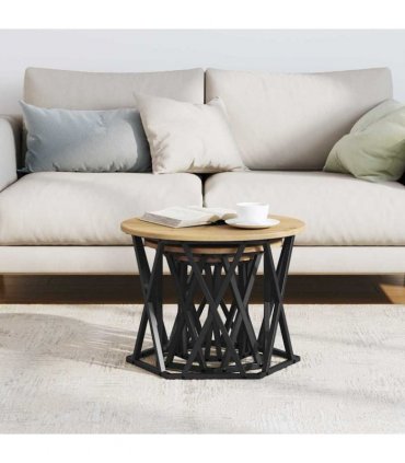 vidaXL Nesting Side Table 3 pcs Artisan Oak Engineered Wood and Steel
