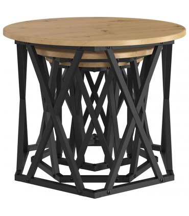vidaXL Nesting Side Table 3 pcs Artisan Oak Engineered Wood and Steel