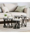 vidaXL Nesting Side Table 3 pcs Grey Sonoma Engineered Wood and Steel