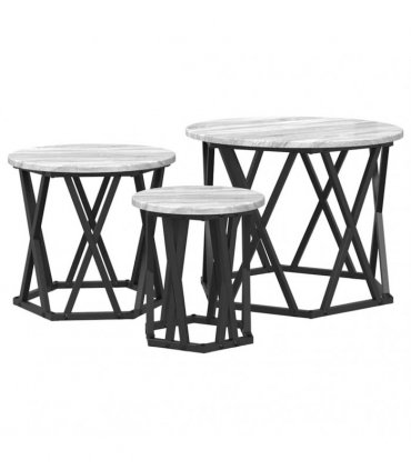 vidaXL Nesting Side Table 3 pcs Grey Sonoma Engineered Wood and Steel