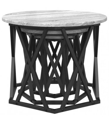 vidaXL Nesting Side Table 3 pcs Grey Sonoma Engineered Wood and Steel