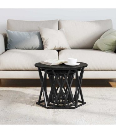 vidaXL Nesting Side Table 3 pcs Black Oak Engineered Wood and Steel