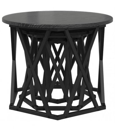 vidaXL Nesting Side Table 3 pcs Black Oak Engineered Wood and Steel
