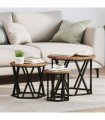 vidaXL Nesting Side Table 3 pcs Old Wood Engineered Wood and Steel