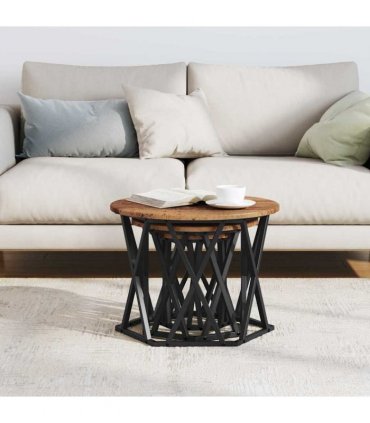 vidaXL Nesting Side Table 3 pcs Old Wood Engineered Wood and Steel