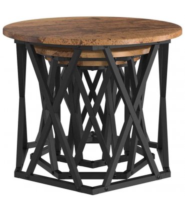 vidaXL Nesting Side Table 3 pcs Old Wood Engineered Wood and Steel