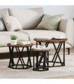 vidaXL Nesting Side Table 3 pcs Smoked Oak Engineered Wood and Steel