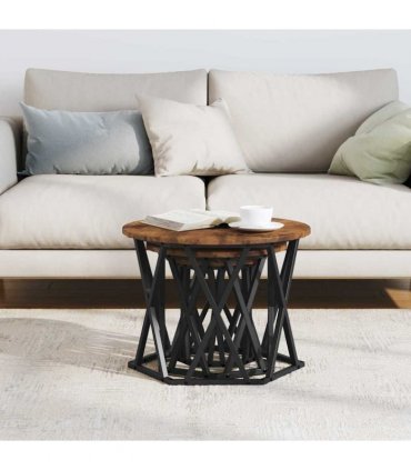 vidaXL Nesting Side Table 3 pcs Smoked Oak Engineered Wood and Steel