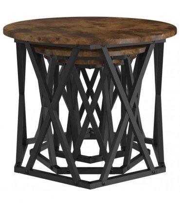 vidaXL Nesting Side Table 3 pcs Smoked Oak Engineered Wood and Steel