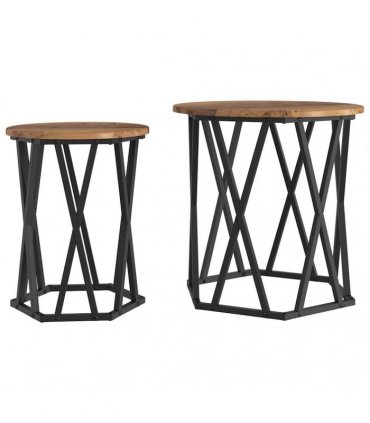 vidaXL Coffee Table 2 pcs Old Wood Engineered Wood and Steel