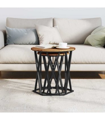 vidaXL Coffee Table 2 pcs Old Wood Engineered Wood and Steel