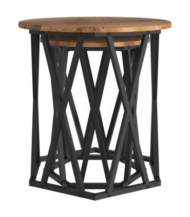 vidaXL Coffee Table 2 pcs Old Wood Engineered Wood and Steel