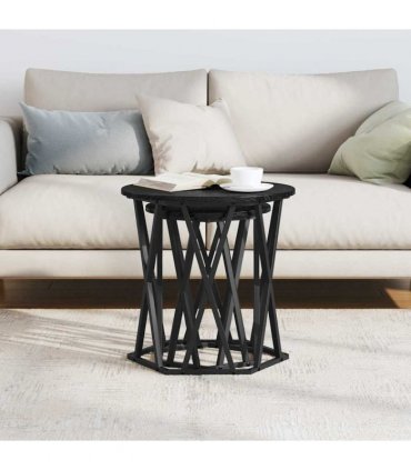 vidaXL Coffee Table 2 pcs Black Oak Engineered Wood and Steel