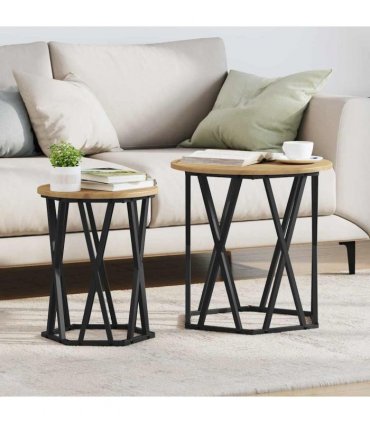 vidaXL Coffee Table 2 pcs Artisan Oak Engineered Wood and Steel