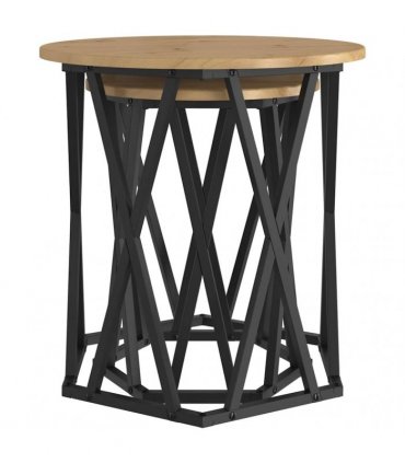 vidaXL Coffee Table 2 pcs Artisan Oak Engineered Wood and Steel