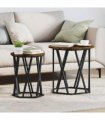 vidaXL Coffee Table 2 pcs Smoked Oak Engineered Wood and Steel