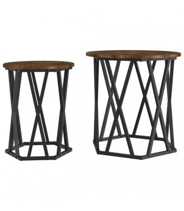 vidaXL Coffee Table 2 pcs Smoked Oak Engineered Wood and Steel