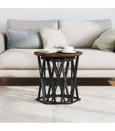 vidaXL Coffee Table 2 pcs Smoked Oak Engineered Wood and Steel