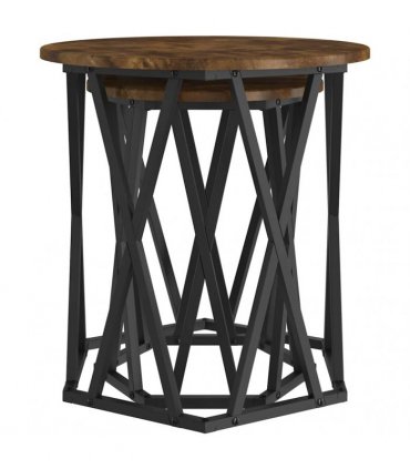 vidaXL Coffee Table 2 pcs Smoked Oak Engineered Wood and Steel