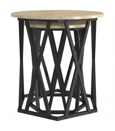 vidaXL Coffee Table 2 pcs Sonoma Oak Engineered Wood and Steel