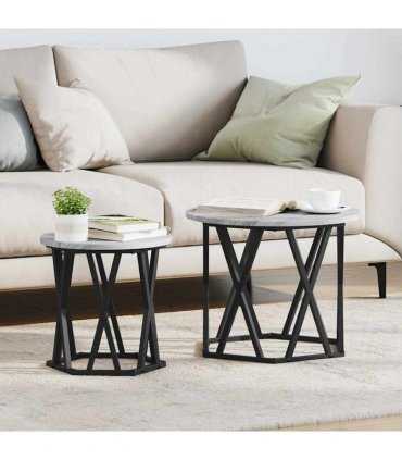 vidaXL Coffee Table 2 pcs Grey Sonoma Engineered Wood and Steel