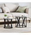 vidaXL Coffee Table 2 pcs Grey Sonoma Engineered Wood and Steel