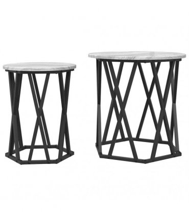 vidaXL Coffee Table 2 pcs Grey Sonoma Engineered Wood and Steel