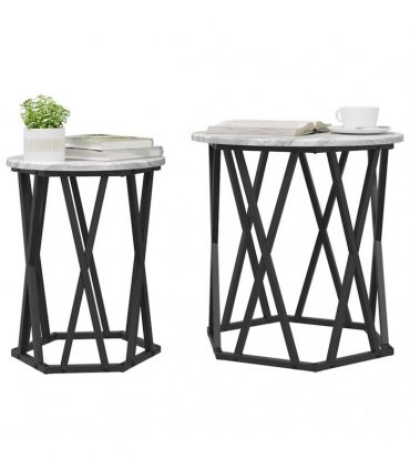 vidaXL Coffee Table 2 pcs Grey Sonoma Engineered Wood and Steel