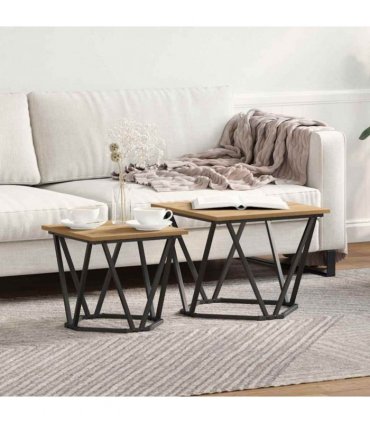 vidaXL Side Table Set 2 pcs Artisan Oak Engineered Wood and Steel