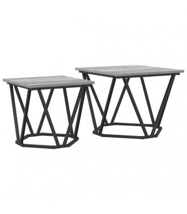 vidaXL Side Table Set 2 pcs Grey Sonoma Engineered Wood and Steel