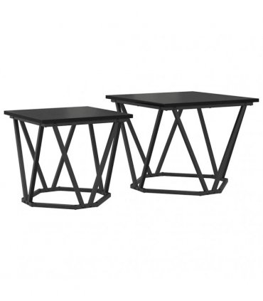 vidaXL Side Table Set 2 pcs Black oak 50 x 50 x 40 cm