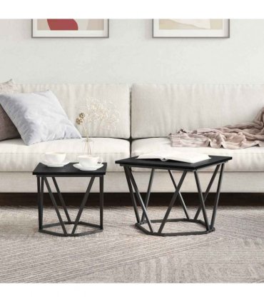 vidaXL Side Table Set 2 pcs Black oak 50 x 50 x 40 cm