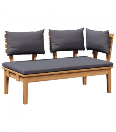vidaXL Garden Bench and Table Set 2 pcs Grey and Brown Solid Teak wood — Colour: Dark grey, Model: Corner bench +table