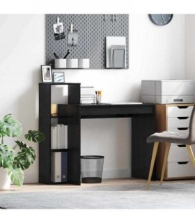 vidaXL Desk with Shelf Black Oak 100 x 40 x 90 cm Engineered Wood