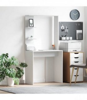 vidaXL Desk with Shelf White 78.5 x 37 x 154.5 cm Engineered Wood