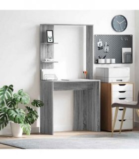 vidaXL Desk Grey Sonoma 78.5 x 37 x 154.5 cm Engineered Wood