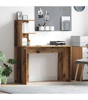 vidaXL Desk with Shelf Old Wood 102 x 50 x 124 cm Engineered Wood