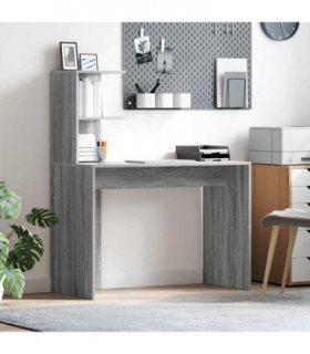 vidaXL Desk with Shelf Grey Sonoma 102 x 50 x 124 cm Engineered Wood