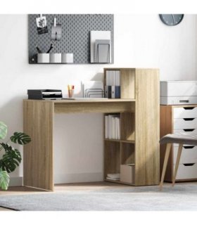 vidaXL Desk with Shelf Sonoma Oak 108 x 55 x 103.5 cm Engineered Wood